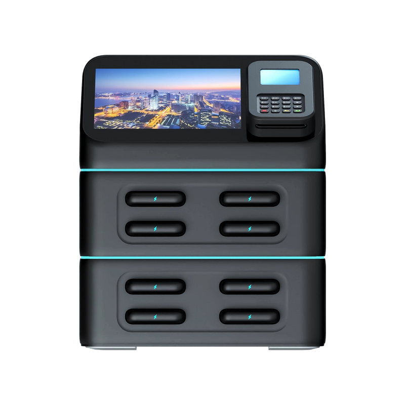 8 Slots Power Bank Station with Screen and Card Reader