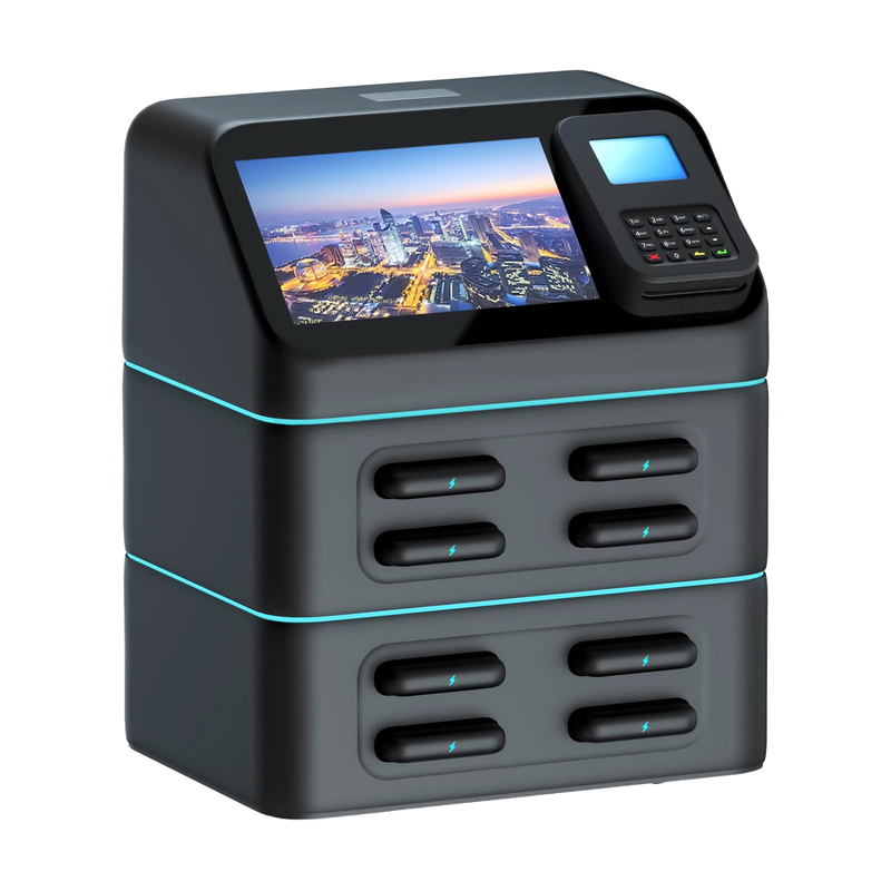 8 Slots Power Bank Station with Screen and Card Reader