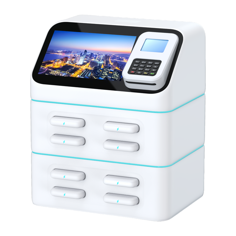 8 Slots Power Bank Station with Screen and Card Reader