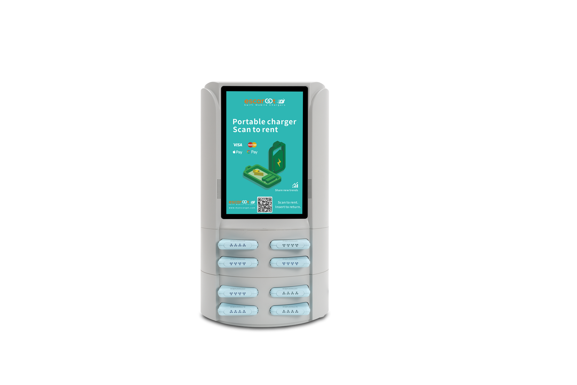 8-Slot Portable Power Bank Station with Screen 