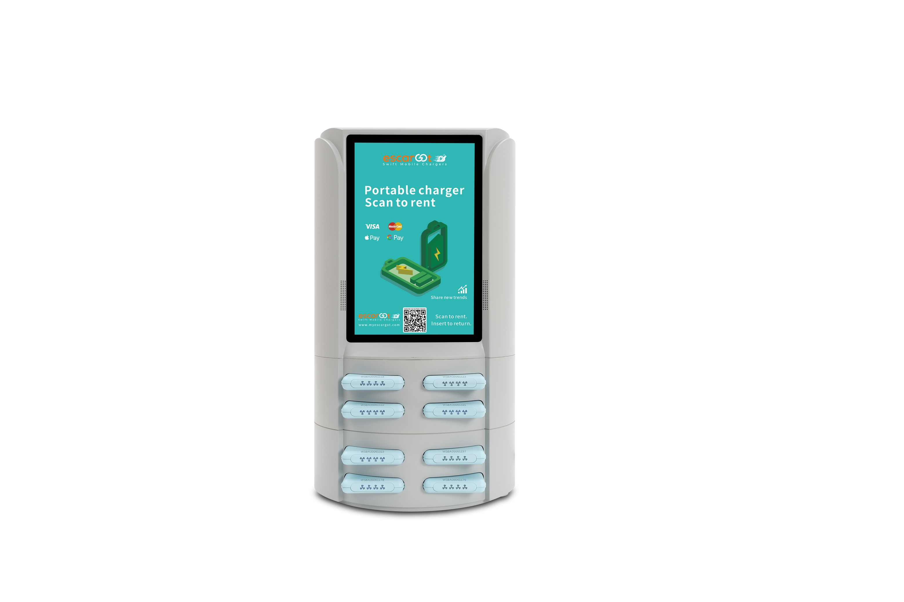 8-Slot Portable Power Bank Station with Screen 