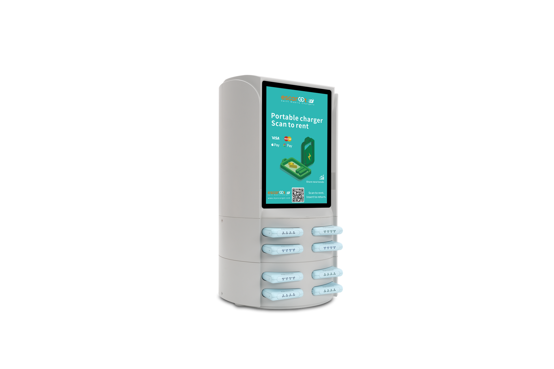 8-Slot Portable Power Bank Station with Screen 