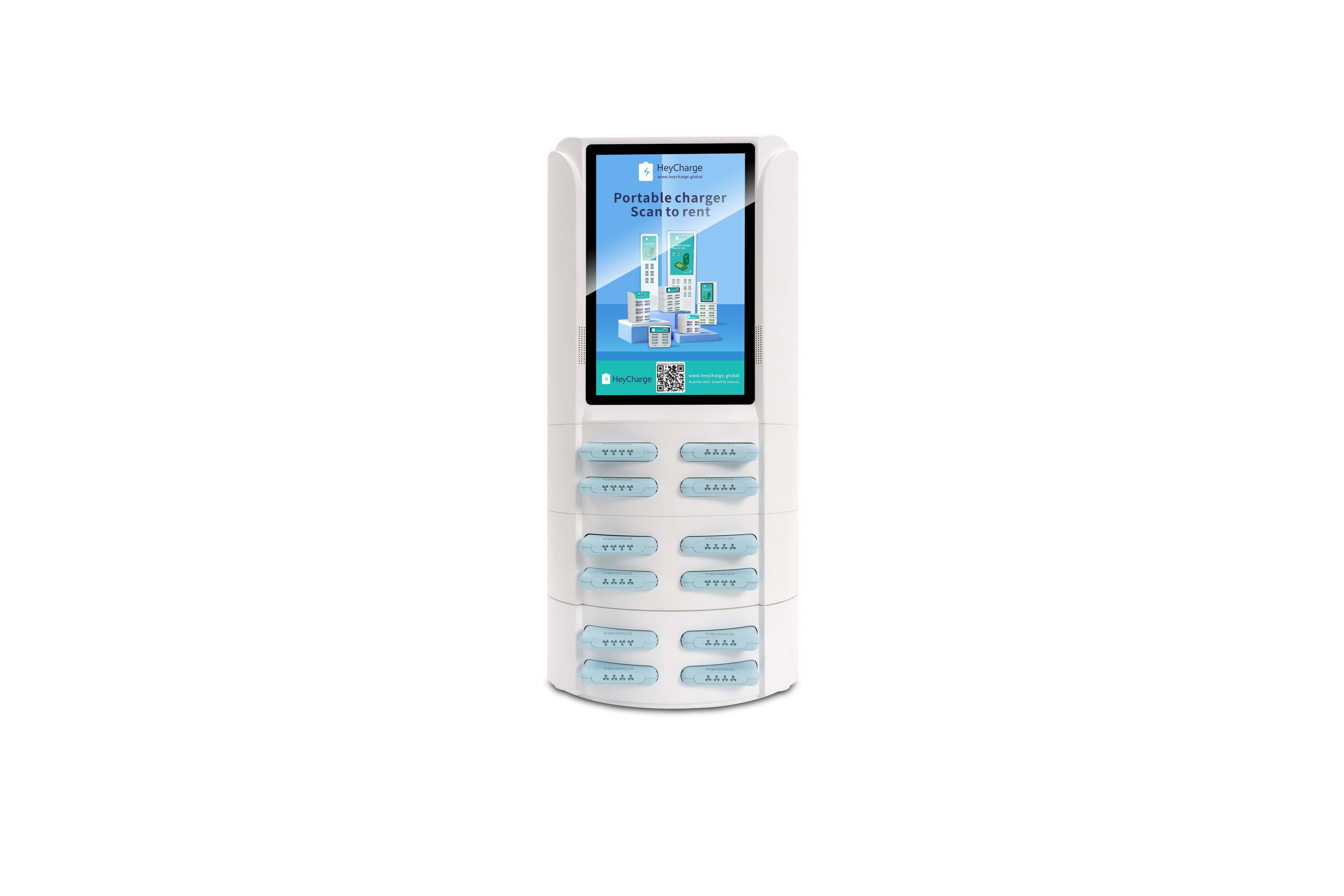 Monetize Space: 12-Slot Power Bank Rental Station with Screen