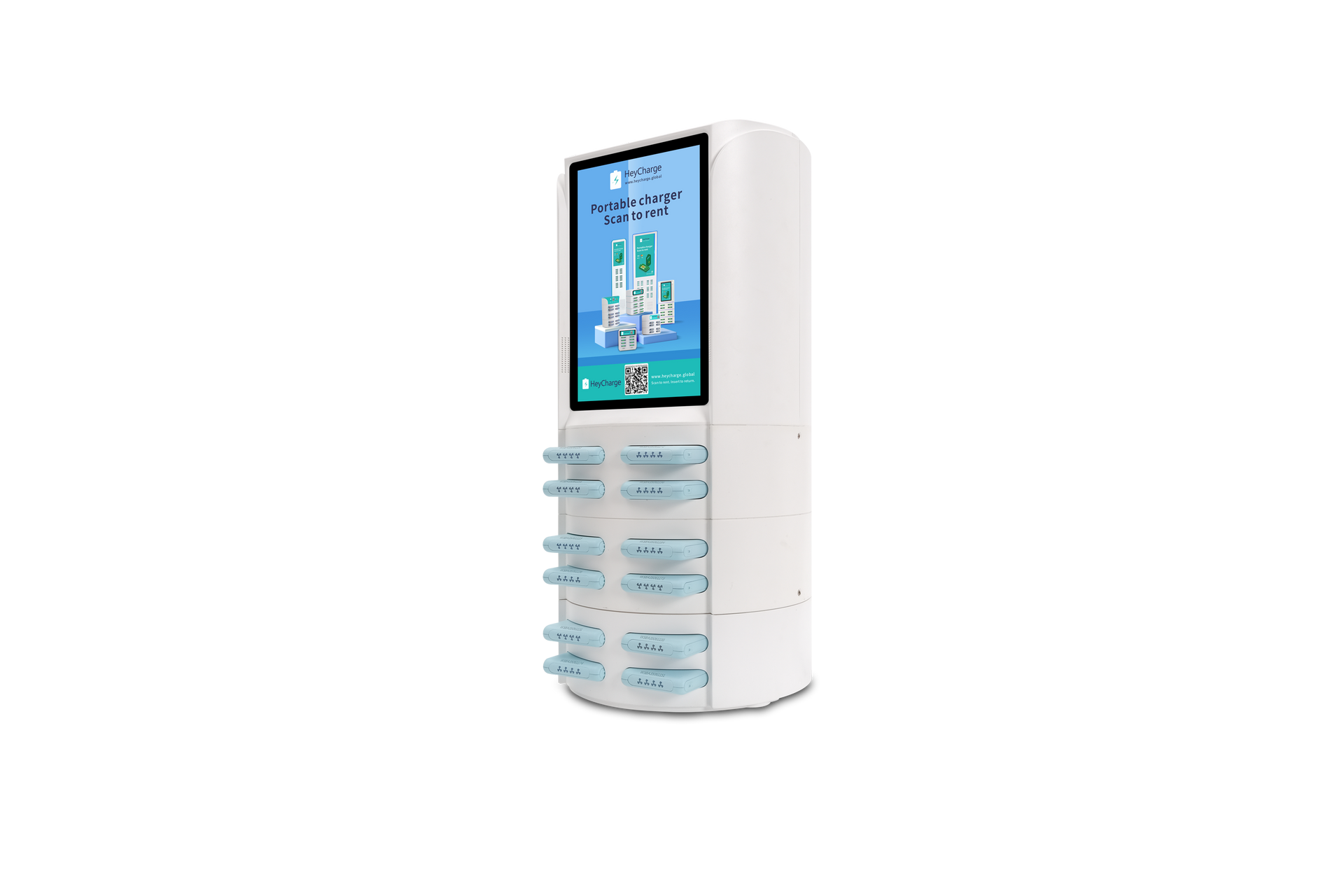 Monetize Space: 12-Slot Power Bank Rental Station with Screen